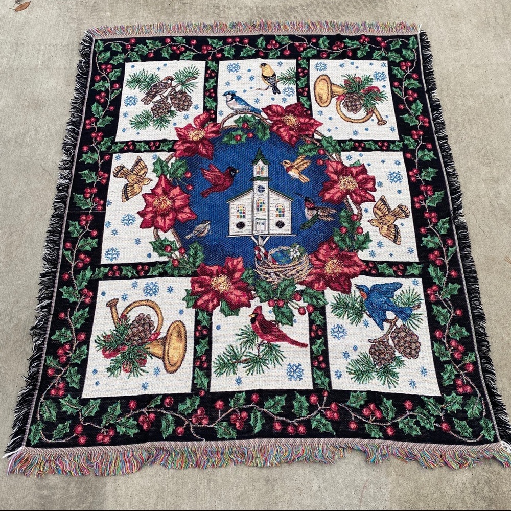 Christmas church tapestry throw blanket 46x54.5